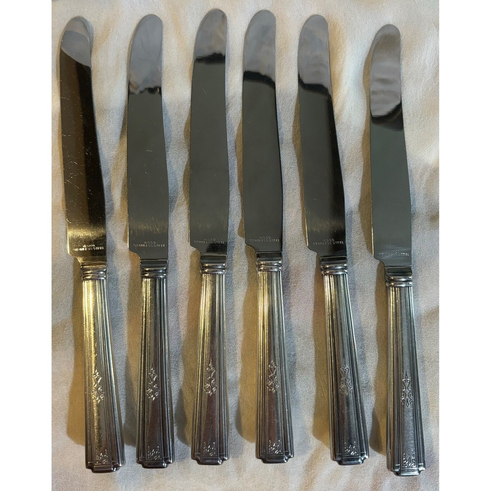 New French Hollow Knife Lady Grace 1933 by National Silver Company Lot of 6